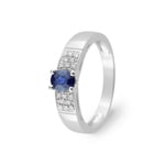 Bague or gris 750/18 ct avec saphir 0.47ct. et diamants 0.04ct.