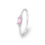 Damenring 750/18 K Weissgold mit Saphir oval & Diamanten 0.02 ct.
