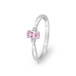 Bague or gris 750/18 ct avec saphir ovale & diamants 0.02 ct.