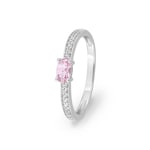 Damenring 750/18 K Weissgold mit Saphir oval & Diamanten 0.09 ct.
