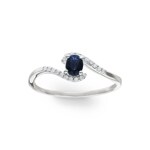 Bague or gris 750/18 ct avec saphir ovale et diamants 0.07 ct H/si - RI-52381-SAF-WG
