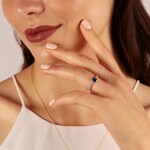 Damenring 750/18 K Weissgold mit Saphir oval und Diamanten 0.13 ct H/si - RI-52471-SAF-WG