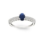 Ring 750/18 K White Gold with oval Sapphire and Diamonds 0.16 ct H/si - RI-52591-SAF-WG