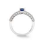 Ring 750/18 K White Gold with oval Sapphire and Diamonds 0.16 ct H/si - RI-52591-SAF-WG