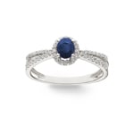 Ring 750/18 K White Gold with oval Sapphire and Diamonds 0.19 ct H/si - RI-52631-SAF-WG