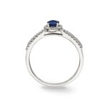 Ring 750/18 K White Gold with oval Sapphire and Diamonds 0.19 ct H/si - RI-52631-SAF-WG