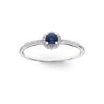 Bague or gris 750/18 ct avec saphir ronde et diamants 0.07 ct H/si - RI-46604-SAF-WG