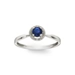 Ring 750/18 K White Gold with round Sapphire & Cubic Zirconia - 1.7089.S1