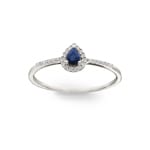 Damenring 750/18 K Weissgold mit Saphir Tropfen und Diamanten 0.08 ct H/si - RI-46610-SAF-WG