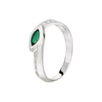 Bague or gris 750/18 ct avec émeraude & diamants 0.05 ct H/si, Ø 52