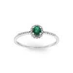 Ring 750/18 K White Gold with oval Emerald & Diamonds 0.08 ct H/si - RI-46628-SMA-WG