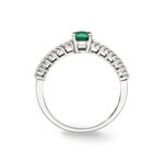 Damenring 750/18 K Weissgold mit Smaragd oval und Diamanten 0.16 ct H/si - RI-52591-SMA-WG