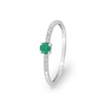 Damenring 750/18 K Weissgold mit Smaragd rund & Diamanten 0.04 ct.
