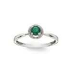 Ring 750/18 K White Gold with round Emerald & Cubic Zirconia - 1.7089.E1