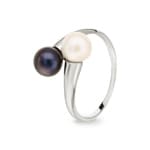 Bague or gris 750/18 ct avec perles de culture d'eau douce toi & moi