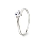 Bague or gris 750/18 ct avec zircone 4 griffes