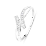 Bague or gris 750/18 ct avec zircones, Fantaisie