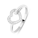 Damenring 750/18 K Weissgold mit Zirkonia, Herz