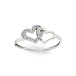 Ring 750/18 K White Gold Hearts with Cubic Zirconia - ID013GZ