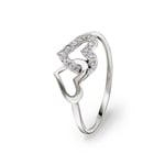 Bague or gris 750/18 ct avec zircones, Cœurs