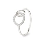 Bague or gris 750/18 ct avec zircones, Cercles
