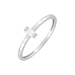 Damenring 750/18 K Weissgold mit Zirkonia Solitär Baguette, Fantasie