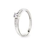 Damenring 750/18 K Weissgold mit Zirkonia Solitär und Seitensteine