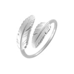 Ring 925 Silver rhodium-plated, Feathers