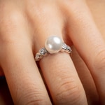 Ring 925 Silver rhodium-plated with Artificial Pearl 10mm & Cubic Zirconia - 337694.1