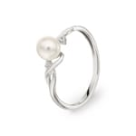 Damenring 925 Silber rhodiniert mit Kunstperle 5mm und Zirkonia