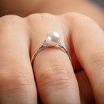 Ring 925 Silver rhodium-plated with Artificial Pearl 7mm and Cubic Zirconia - 337656
