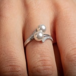 Damenring 925 Silber rhodiniert mit Kunstperleen 6mm und Zirkonia - 337703.1