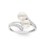 Damenring 925 Silber rhodiniert mit Kunstperleen 6mm und Zirkonia - 337703.1