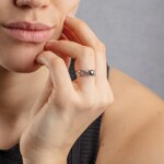Ring 925 Silver rhodium-plated with black Artificial Pearl 6mm and Cubic Zirconia - AIRA159GZ