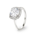 Bague Argent 925 rhodié avec zircones carrée accompagnés