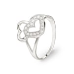 Damenring 925 Silber rhodiniert mit Zirkonia, Herzen