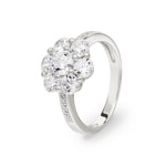 Bague Argent 925 rhodié avec zircones pavé accompagnés, Fleur