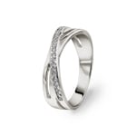 Ring 925 Silver rhodium-plated with round Cubic Zirconia
