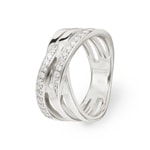 Damenring 925 Silber rhodiniert mit Zirkonia rund