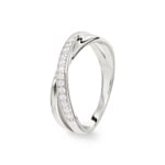 Ring 925 Silver rhodium-plated with round Cubic Zirconia