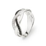 Bague Argent 925 rhodié avec zircones noir / blanc