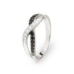Bague Argent 925 rhodié avec zircones noir / blanc