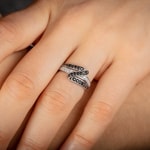 Ring 925 Silver rhodium-plated with black and white Cubic Zirconia - ASRO14NZ