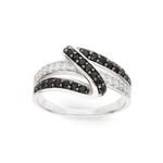 Ring 925 Silver rhodium-plated with black and white Cubic Zirconia - ASRO14NZ