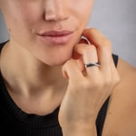 Bague Argent 925 rhodié avec zircones noir / blanc - ASRS13NZ