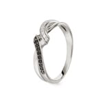 Damenring 925 Silber rhodiniert mit Zirkonia schwarz / weiss