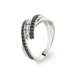 Damenring 925 Silber rhodiniert mit Zirkonia schwarz / weiss