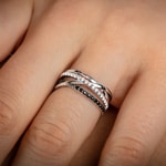 Bague Argent 925 rhodié avec zircones noir / blanc - ASRW90NZ