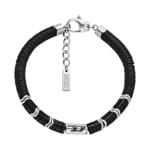 Diesel Armband Oval D Logo Beaded Hämatit Schwarz