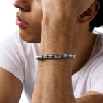 Diesel Bracelet Oval D Logo Beaded Haematite Silvery - DX1572931